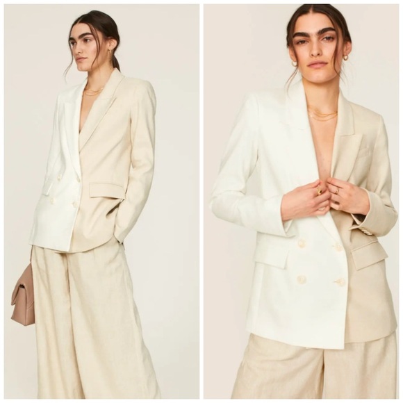 Veronica Beard Braeton Colorblock Dickey Jacket Blazer White Limestone Size 4